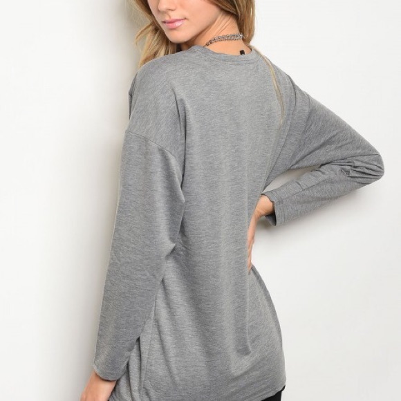 NWT Grey Tie Top - Picture 2 of 2